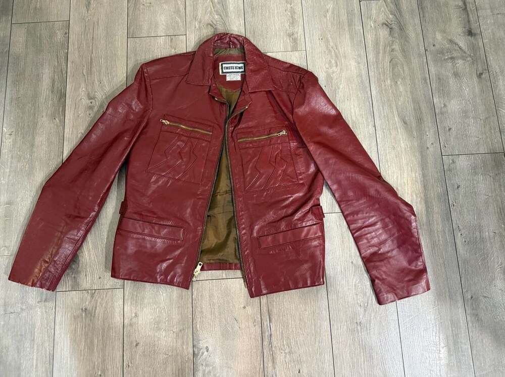 Chess King Vintage Burgundy Leather Jacket Size 42